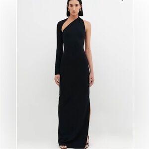 Marcella Black Velvet One-Shoulder Dress